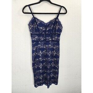 B. Darlin Dress Juniors 9/10 Navy Blue Lace Bodycon Mini Spaghetti Strap Party